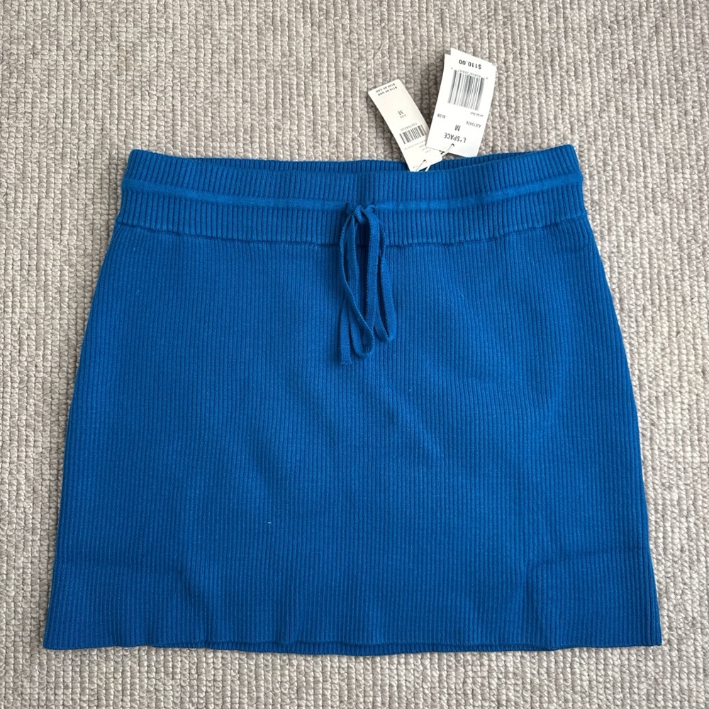 l*space Cobalt Blue Ribbed Drawstring Mini Skirt